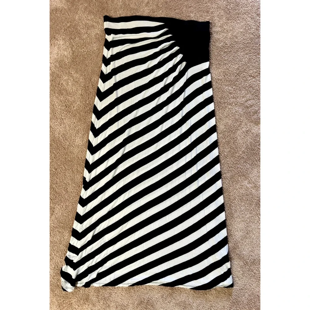 Y2K ECI New York Black &‎ White Striped Maxi Skirt Women's M